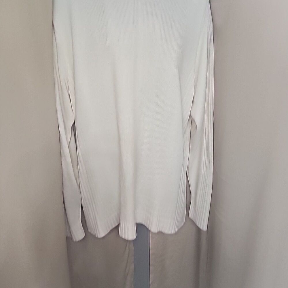 Sweater Gochu Mens Turtleneck Ribbed Pattern 2XL Cream White 80s 90s RN64214